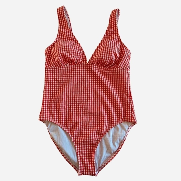 Shade & Shore Other - NWOT Shade & Shore Retro  Gingham One-Piece Swimsuit Red and White Size L